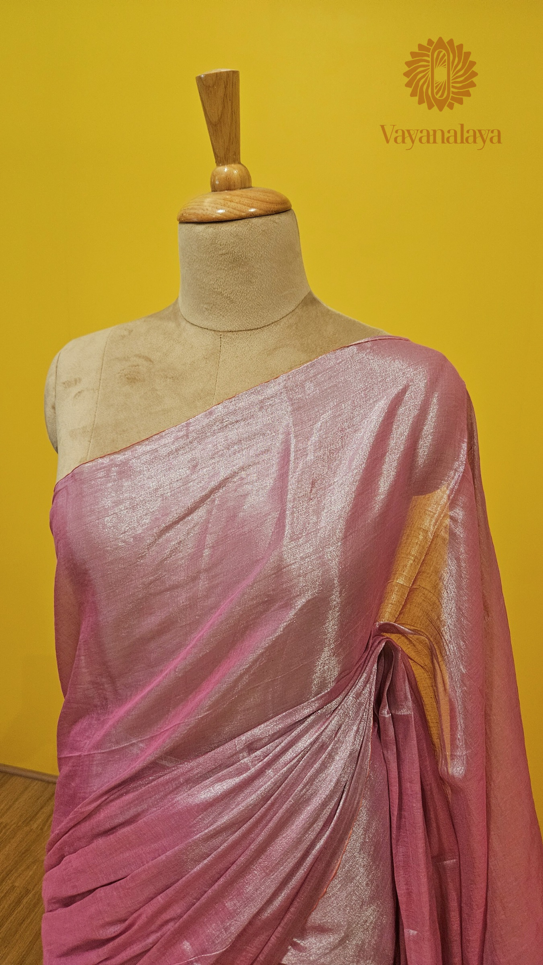 Handwoven Tissue Cotton Saree in Pastel Pink with Silver Threads