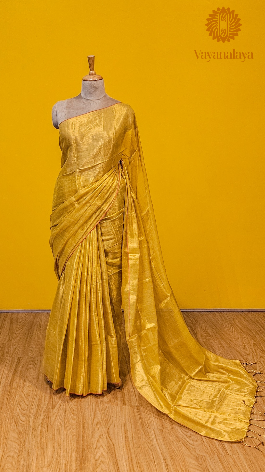 Handwoven Tissue Cotton Saree – Yellow