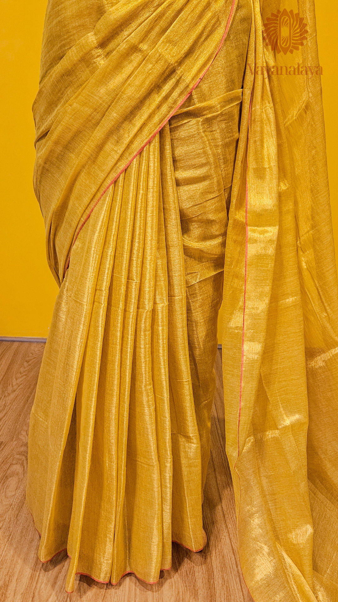Handwoven Tissue Cotton Saree – Yellow