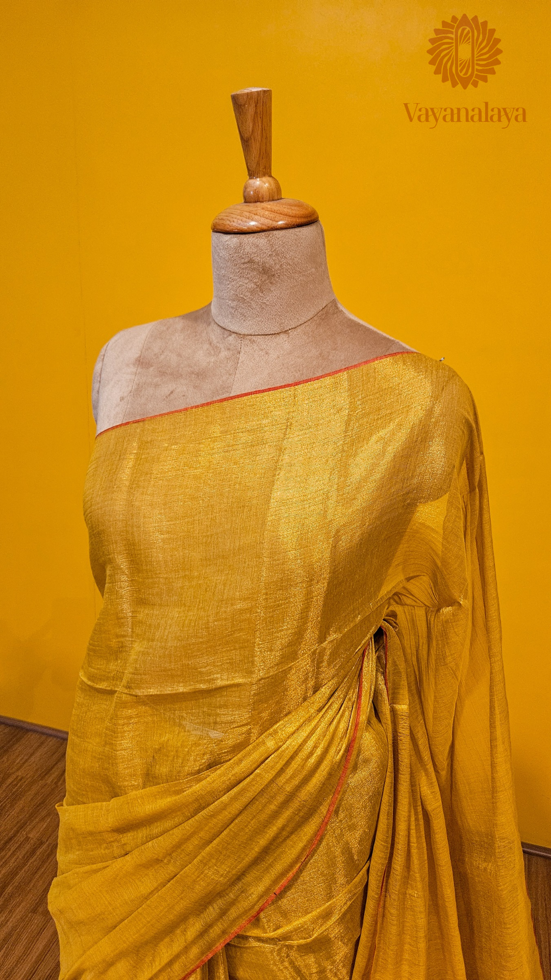 Handwoven Tissue Cotton Saree – Yellow