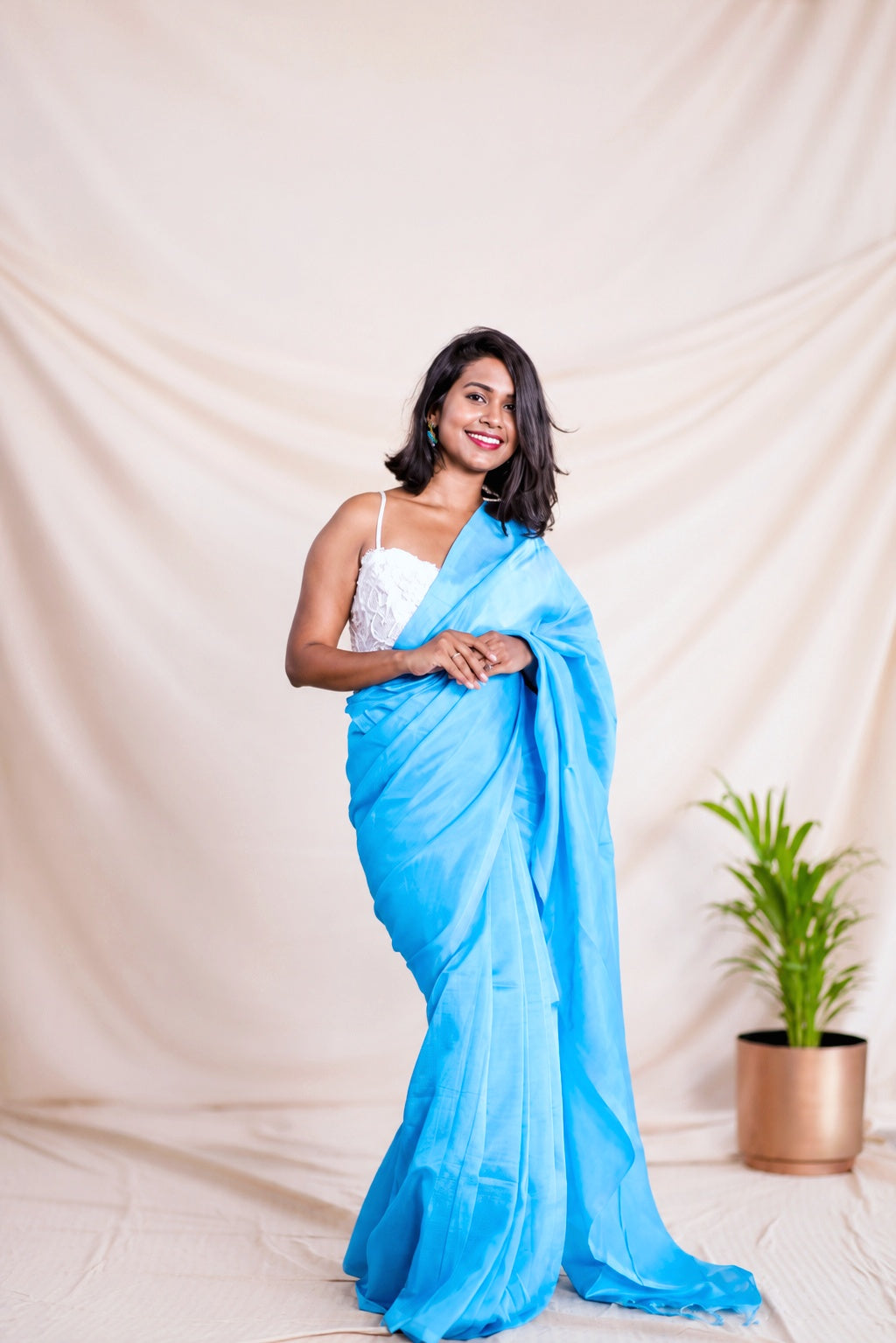 Mangalagiri Silk Cotton Saree – Sky Blue