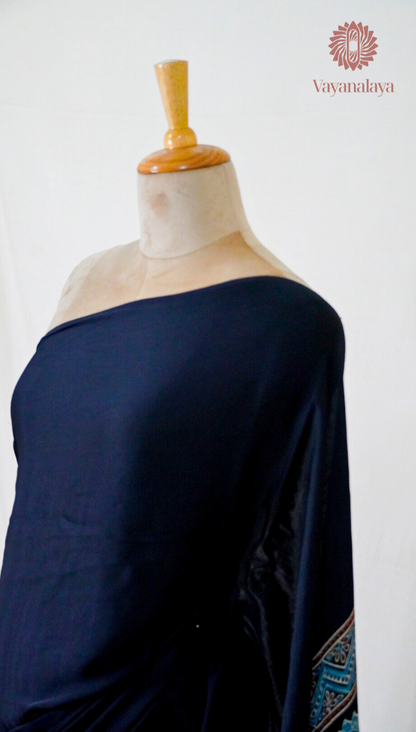 Ajrakh Half-and-Half Modal Silk Saree