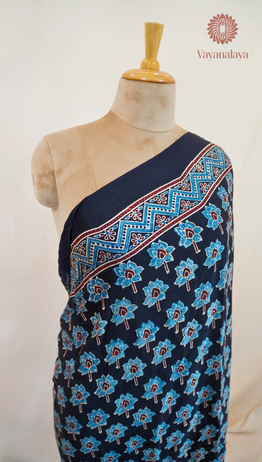 Ajrakh Half-and-Half Modal Silk Saree