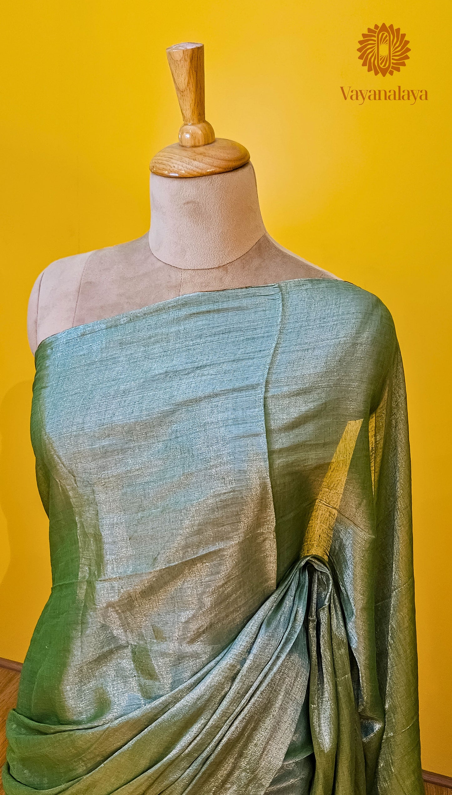 Pastel Green Handwoven Tissue Cotton Saree with Silver Threads