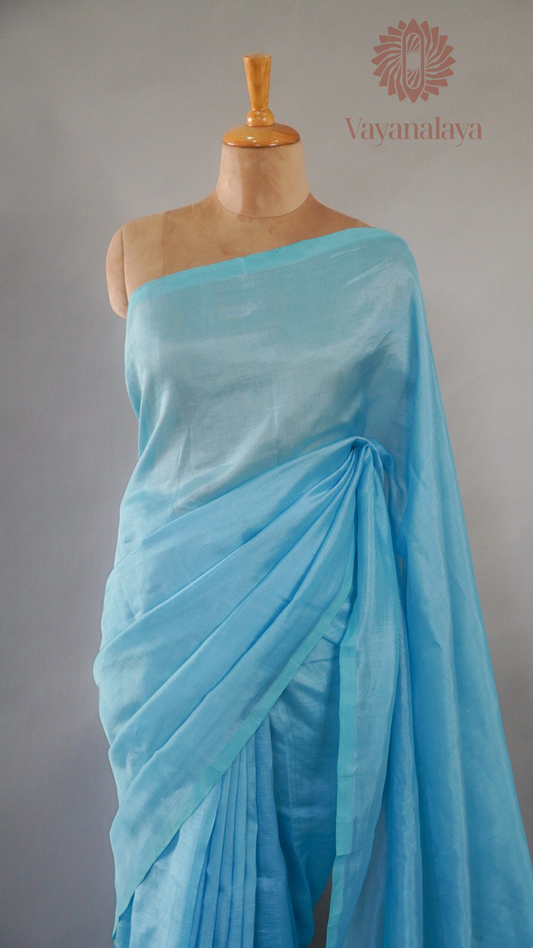 Mangalagiri Silk Cotton Saree – Sky Blue