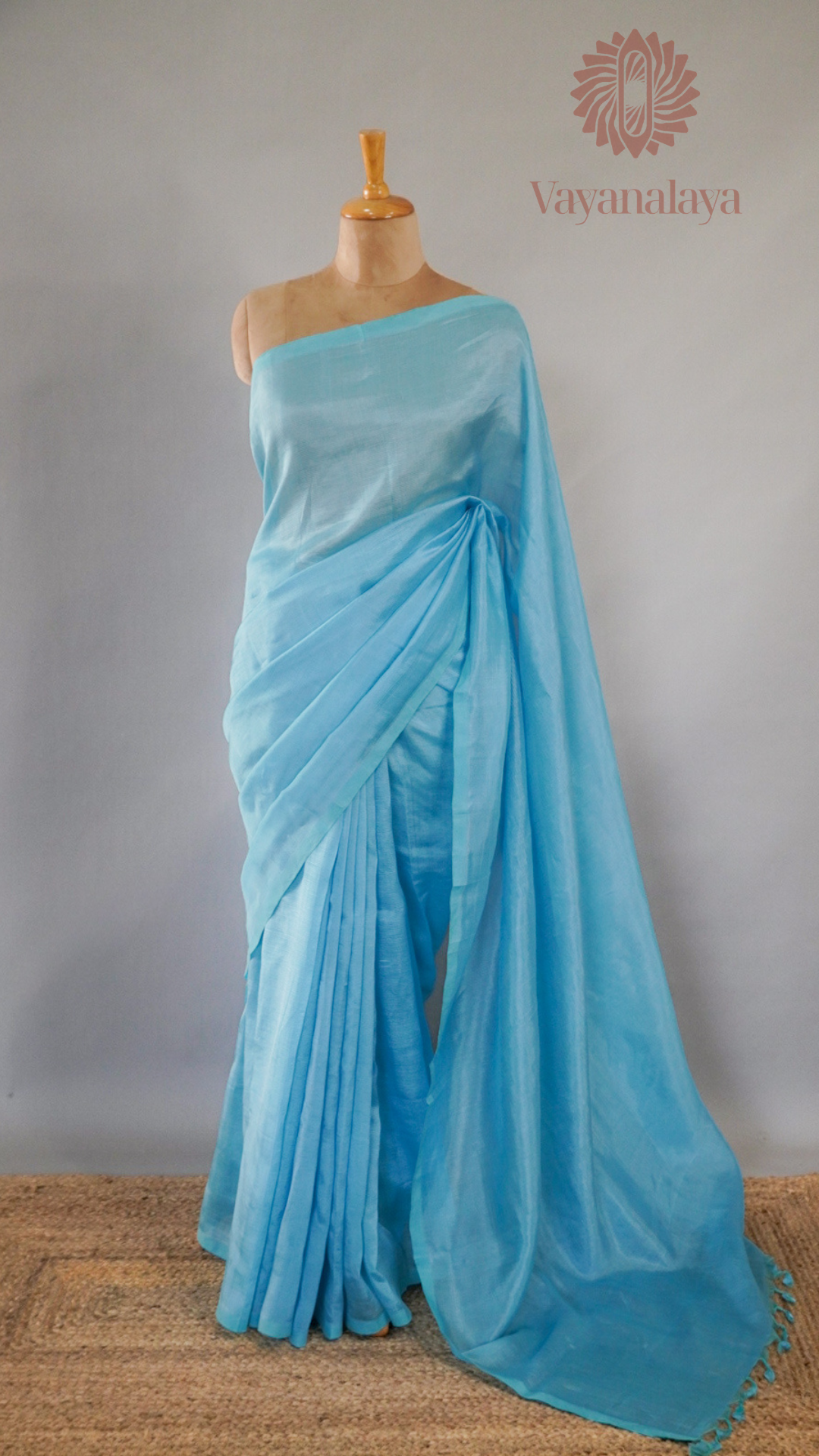 Mangalagiri Silk Cotton Saree – Sky Blue