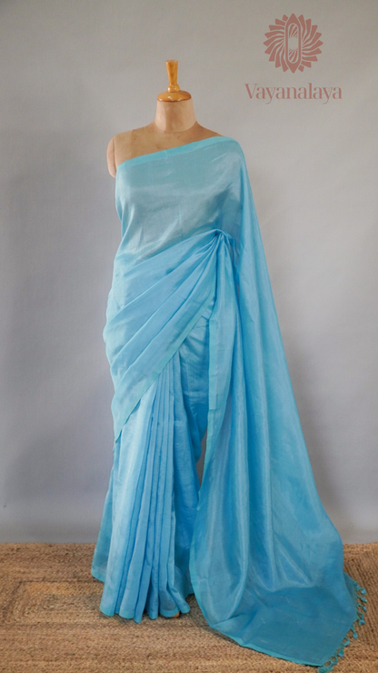 Mangalagiri Silk Cotton Saree – Sky Blue