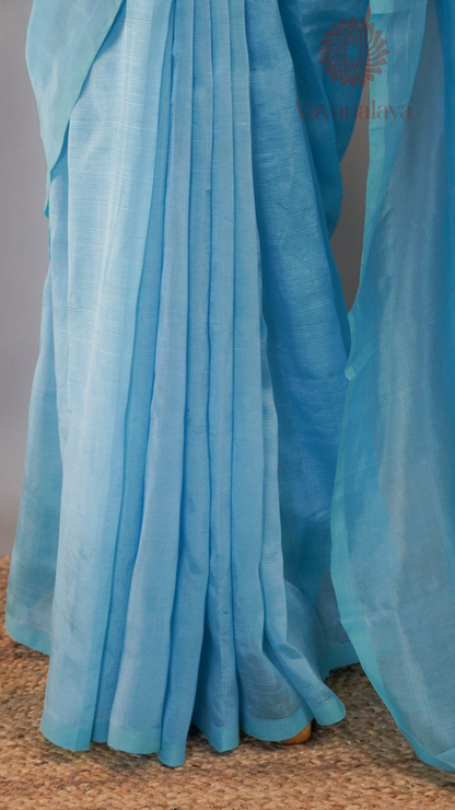Mangalagiri Silk Cotton Saree – Sky Blue