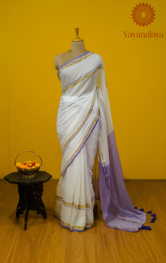 Chandrika – Lavender Grace Mul Cotton Saree