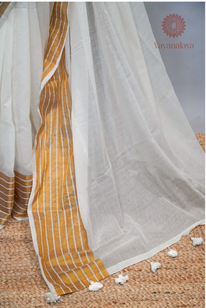 Gold Striped Kasavu Mul Cotton Saree