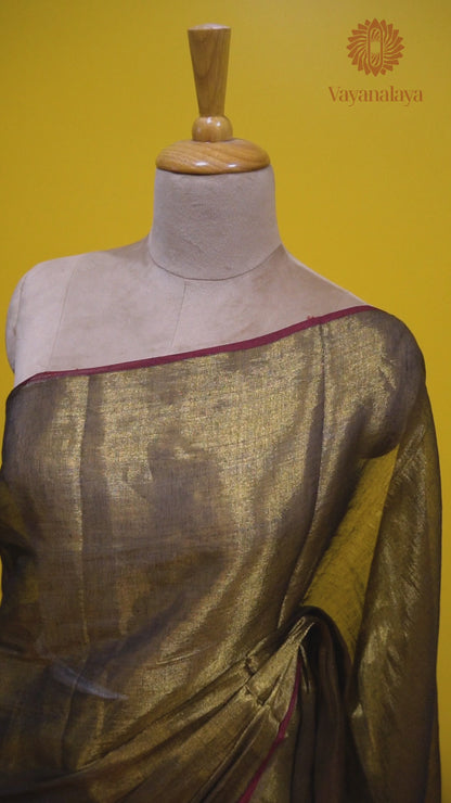 Swarna Sutra- Handloom Tissue Cotton Saree in Metallic Gold