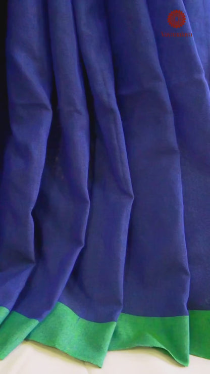 Cotton saree with contrast border and pallu