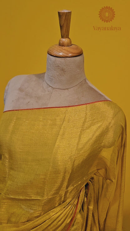 Handwoven Tissue Cotton Saree – Yellow