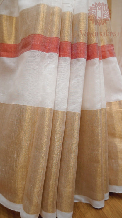 Gold and red zari border saree