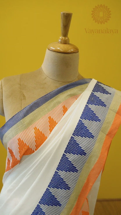 Pure cotton ganga jamuna temple border saree