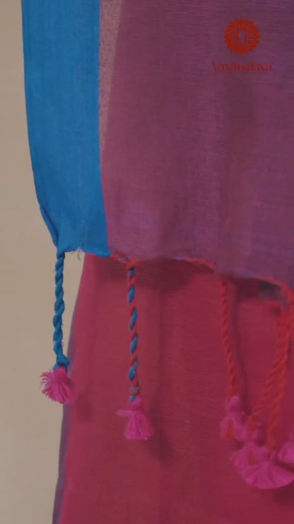 Cotton saree with contrast  border and pallu